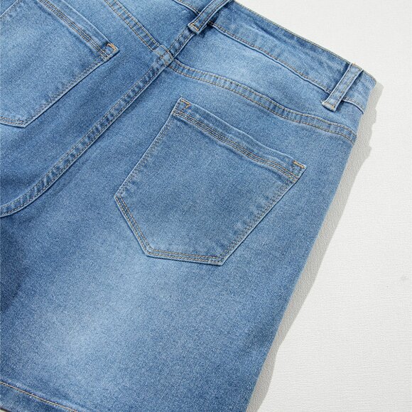 B237 Ashleigh Blue Rhinestone Embellished Denim Shorts - Picture 13 of 13